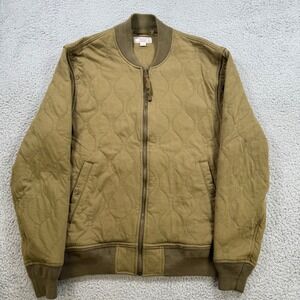 Wallace & Barnes Mens Quilted Bomber Jacket Olive Green Size Medium Cotton Blend